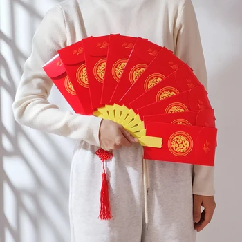 1/10buc Anul Nou Chinezesc Plicuri Roșu Fan Hongbao Festivalul de Primăvară din China Roșie Buzunar Doresc cel Mai bun Noroc de Bani Buzunare Punga de Cadou