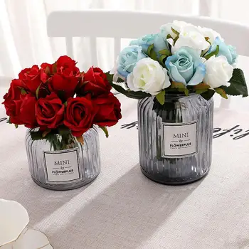 12pcs/lot Trandafir Artificiale Flori de Nunta Buchet de Mătase Floare Trandafir pentru Acasă Decorare Partid Fals Flori Flori de Craciun Cadou