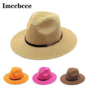 2021 Casual Panama Pălărie de Vară, Pălării de Soare pentru Femei de Plaja Pălărie de Paie pentru Bărbați în aer liber UV Capac de Protecție Chapeau Femme Versatil