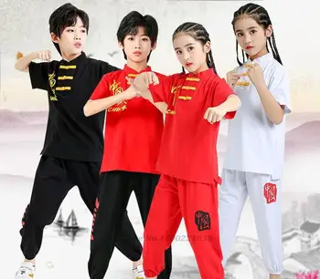 2022 tradițională chineză wushu îmbrăcăminte tai chi uniformă copii național de kung-fu chinez de performanță etapă hanfu top+pantaloni set