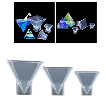 3x Clar Piramida Mucegai Silicon, Rășină de Turnare Mucegai DIY Epoxidice 25mm 50mm 76mm Cristal Instrument pentru a Face Bijuterii Artizanat Ipsos