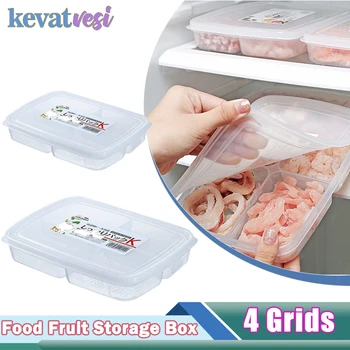 4 Grile Frigider Container de Depozitare Compartimentul de Depozitare Frigider Cutie pentru Carne de Preparare a Alimentelor Congelator Organizator cu Capac