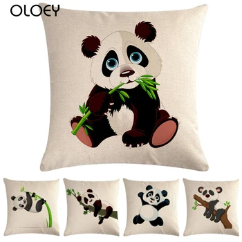 45*45cm Desene animate Panda față de Pernă din Bumbac Imprimat Lenjeria de Pernă Acoperă Perna de pe Canapea Caz Home Decor In fata de Perna