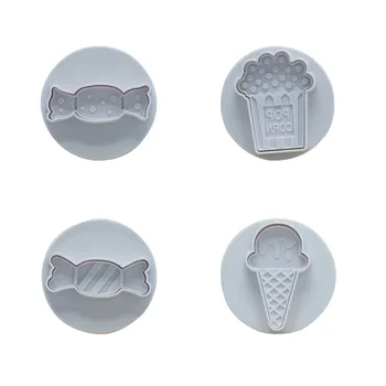 4buc/Set Înghețată, Bomboane de Plastic Biscuiti Mucegai DIY Bucatarie Tort de Decorare Instrumente de Cookie-Cutter Timbru Fondant Embosser Mor