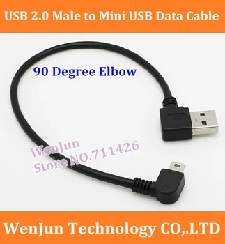 50pcs/lot NOU de 90 de Grade USB 2.0 Male la USB Mini Cablu de Date 25cm USB cotul stâng la mini USB cotul stâng de Date cablu de Încărcare