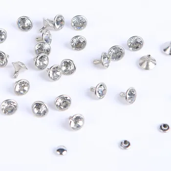 50Sets Argint Stras de Cristal Trim Nituri Diamante Știfturi Meserii DIY Îmbrăcăminte Geanta din Piele Decor Rebite Piroane de Sticlă Burghiu de Unghii