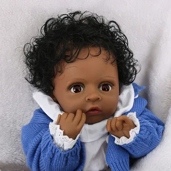 55cm Copilul Păpuși Reborn Negru African Papusa Moale din Silicon Fată Băiat African Renaște Jucării Ochii Roșii Corp din Bumbac pentru Copii Cadou de Ziua de nastere