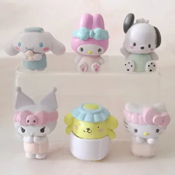 5Cm Sanrios Desene animate Kawaii Cinnamoroll Kuromi Hello Kittys Mea Melodie Drăguț Baie Versiune Papusa Diy Patch Papusa Decor Peisaj