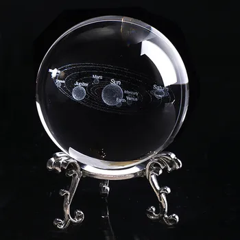 60/80 mm, Gravate cu Laser Sistem Solar Ball 3D Planete în Miniatură Model de Sferă, Glob de Sticlă Ornament Decor Acasă Meserii Glob de Sticlă