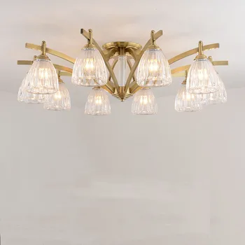 American toate-cupru lampă de plafon lumina lux, post-modern, camera de zi lampa Nordic creative dormitor sufragerie lampa