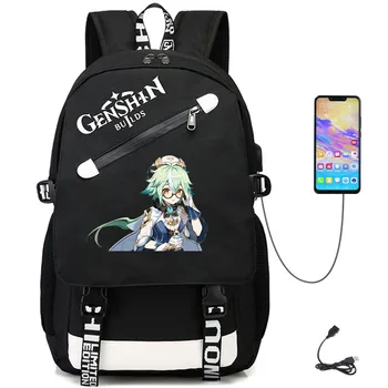 Anime Genshin Impact USB Oxford Rucsac Casual Ghiozdan Teenger Tesatura Student Rucsac Packsack de Înaltă Calitate, Geanta de Laptop