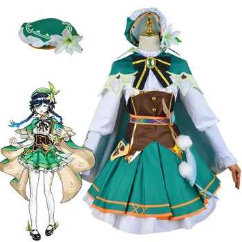 Anime Genshin Impact Zaharoză Cosplay Costum Femei Venti Vînt Drăguț Uniformă Plus Dimensiune Barbatos De Benzi Desenate Școală Costum De Halloween