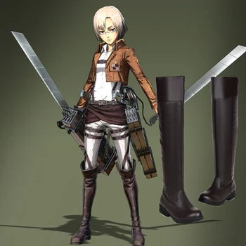 Atac pe Titan Shingeki nu Kyojin Ackerman Levi Eren Jaeger Mikasa Scouting Legiunea Costum Cosplay Anime Femei Barbati Pantofi Cizme