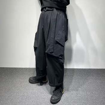 Barbati Pantaloni Drepte Primăvara Și Toamna Stil Nou Stil de Lucru de Personalitate Buzunar Mare Harajuku High Street Casual Pantaloni largi