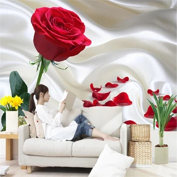 beibehang Foto Personalizat Tapet Mural 3D Mătase Petală de Trandafir Perete de Fundal papel de parede para 3d sala atacado tapet 3d
