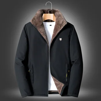 Bărbați Fleece Geaca de Iarna din 2022 Brand de Moda pentru Bărbați Cald Gros Canadiană de Înaltă Calitate Rever Strat de Mari Dimensiuni M-5XL Negru Gri