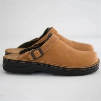 Bărbați Papuci de Vara din Piele PU Pantofi Vintage Fund Moale anti-Alunecare Pe Sandale Aproape in Picioare Papuci de Plaja Barbati Casual Pantofi Noi Marimea 48