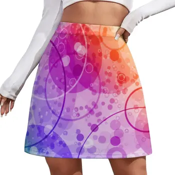 Cercuri colorate Fusta Feminin Ploaie de Bule În Curcubee Kawaii Mini-Fuste cu talia Inalta Streetwear Fusta Casual de Dimensiuni Mari 3XL 4XL