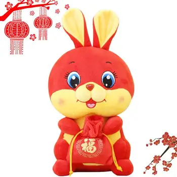 Chineză Umplute Papusa Iepure Iepure Pentru Anul Nou Chinezesc Mână Moale Simt Iepure Umplute Jucărie Cu Broderie Rafinat Pentru Magazine