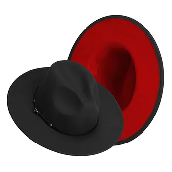 Clasic Unisex Wide Brim Fedora Pălării pentru Femei, Barbati Simțit Pălării Fedora cu Catarama Două Ton Simțit Pălărie Panama