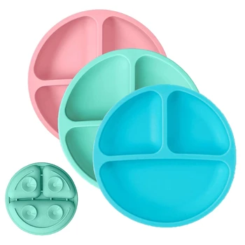 Copilul Plăci Cu Aspirație - Copil Plăci - 100% Silicon Împărțit Placa - BPA Gratuit - cuptor cu Microunde în condiții de Siguranță Feluri de mâncare - Set De 3