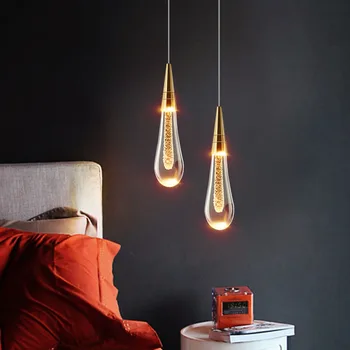 Creative aur picătură în formă de candelabru stil romantic de lux de lumină lampă cu LED-uri moderne de sticlă iluminat interior dormitor lămpi de Noptieră