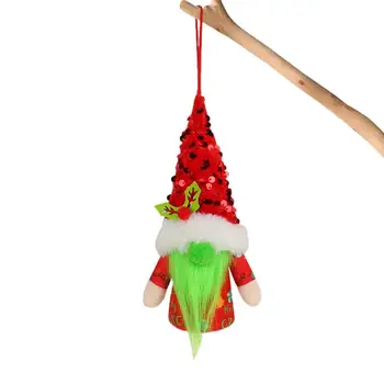 Crăciun Gnomi Lumina De Noapte Suedeză Třmte Gnomi De Pluș Verde Cu Barba Si Nas Sequin Pălărie Conică Nordic Fără Chip Elf Papusa