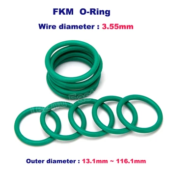 CS 3.55 mm Oana Inel Verde FKM Fluor-Cauciuc O-Ring Garnitură de Etanșare Șaibă de Izolare Ulei Temperatură Înaltă Rezistență la Coroziune
