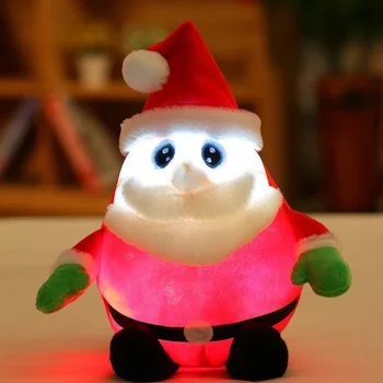 Decor de crăciun Moș Crăciun Jucărie de Pluș Moale de Pluș Umplute Papusa cu LED-uri Stralucitoare Cântând Peluche Cadouri de Craciun pentru Copii