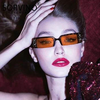 Diamant Dreptunghi Mic Cadru de Lux ochelari de Soare Femei Barbati Moda UV400 Vintage Oglinda Jumătate Rama Ochelari Metal