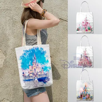 Disney Castel Saci De Umăr Fantacy Femei Cumpărături Tote Panza De Călătorie Școală Plaja Portabil Eco Geantă De Mână La Modă, Multifuncțional