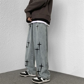 Eco Star Jeans pentru Bărbați și Femei pe Patru Sezoane Naționale Tide Marca Hip-hop Street Drept Liber Casual Pantaloni Tata