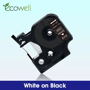 Ecowell 45021 Eticheta Banda 12mm*7m Compatibil Dymo D1 panglica caseta 45021 Alb pe Negru pentru Dymo LM160 280 LabelPoint 350 300