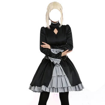 FGO Ataraxia Sabie costum de Soarta/Extella Regina Sabie femei Clasică Lolita Rochie Neagră Z