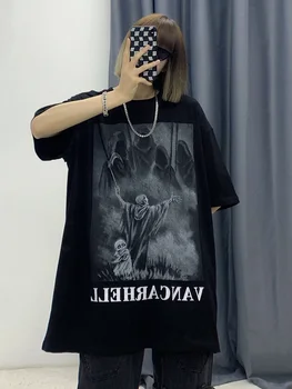 Gotic Hip Hop Streetwear Supradimensionate t-shirt Anime tricou Strada High street Y2k Vară Jumătate maneca Topuri de Bumbac îmbrăcăminte pentru Femei