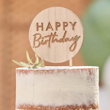 Happy Birthday Cake Topper Lemn Acrilice Argint, Rose de Aur Reutilizabile Prăjituri Topper pentru Petrecerea de Ziua Desert Decoratiuni