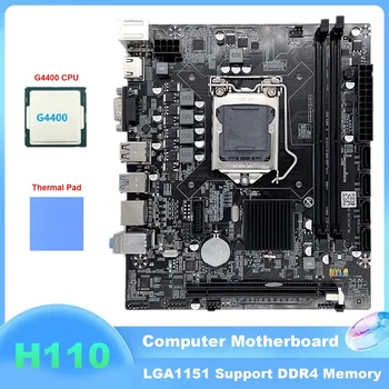 HOT-H110 Calculator Placa de baza LGA1151 Suporta Celeron G3900 G3930 CPU Suporta DDR4 Cu G4400 CPU+Pad Termic