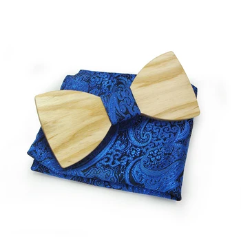 HUISHI Arc Elegant Pentru Barbati din Lemn Albastru Papion Carouri cu Dungi Pătrat de Buzunar Bussiness Nunta Bluza Accesorii Cravată Set 2022