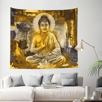 Indian Meditație Buddha Tapiserie de pe Perete Hippie Poliester Tapiserie de Perete Fantezie Perete Patura Decor Camera 95x73cm