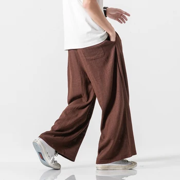 Japoneze Liber Casual Barbati Pantaloni Largi Versiunea coreeană Drapat de Culoare Solidă pentru Bărbați Pantaloni Stil de Stradă Supradimensionate, Pantaloni pentru Bărbați