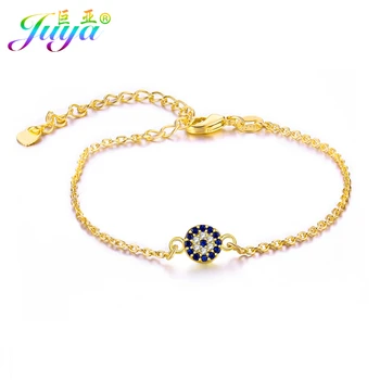 Juya Gold/Rose Gold/ Turcia Bratari Consumabile Pentru Femei Zircon Albastru Greacă Deochi Brățări