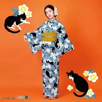 Kimono japonez Cu Obi Model Pisica Modificat Halat de baie Pentru Fete Cosplay Îmbrăcăminte Fotografie Purta Etapa Rochie 150cm-172cm
