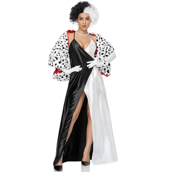 Kuila Dalmatian Cosplay Cosplay Alb și Negru Peruca Uniformă Etapă de Performanță Costum M-XL Costume de Halloween pentru Femei
