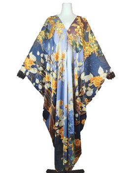 Kuweit Blogger de Moda Recomanda Populare de Mătase Imprimate Caftan Maxi rochii Lejere de Plajă de Vară Boem caftan lung rochie pentru doamna