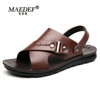 MAEDEF Piele Sandale de Vară Clasice de Pantofi pentru Bărbați Papuci de casă Moale Sandale Barbati Romane Confortabil în aer liber, Încălțăminte de Plajă Dimensiunea 44