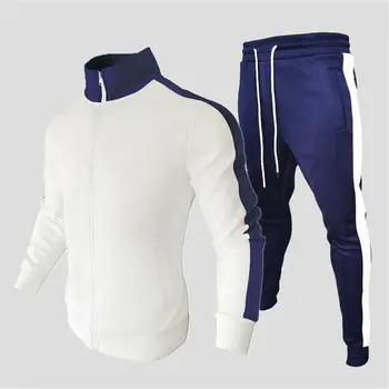 Mens subțire Trening 2 Piese Pantaloni Casual Pulover Jacheta de Trening Sport Set