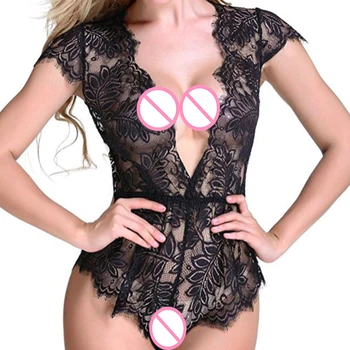 MILLYN Erotic Lenjerie Plus Dimensiunea Dantelă V Gât Lenjerie Sexy Sexy Erotic Transparent Teddies Sleepwear