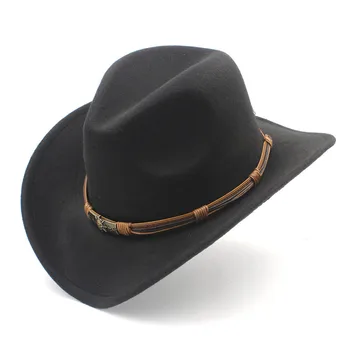 Mistdawn Femei Bărbați de Lână de Vest Pălărie de Cowboy Domn Doamnelor Fermiera Jazz Sombrero Capac Curea de Moda Marimea 56-58CM