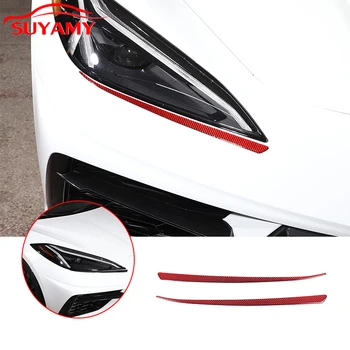Moale Fibra De Carbon, Masina Farurile Lampa De Frunte Ornamente Autocolante Pentru 2020-2023 Corvette C8 Stingray Z51 Z06 Auto Exterioare Accesorii