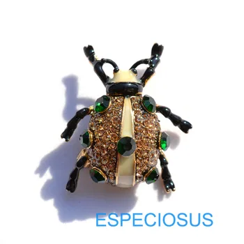 Moda Bijuterii Stras Ladybird Brosa de Culoare de Aur Femei Ornament Pictat Insecte San pin se Amestecă Culoare Doamna articole de Îmbrăcăminte Cadouri